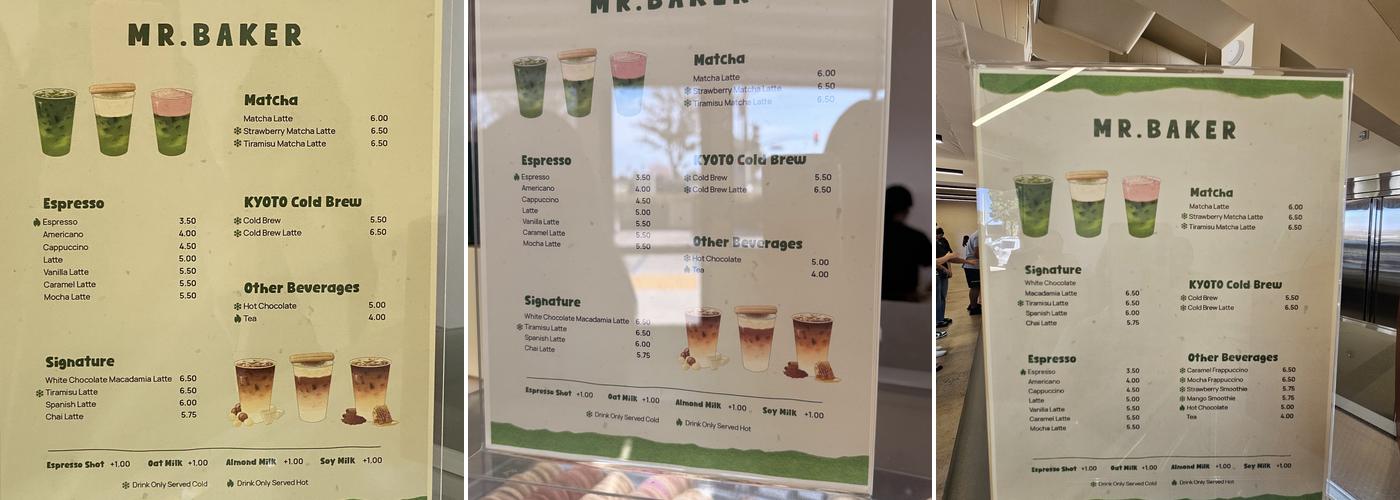 MR.BAKER Menu