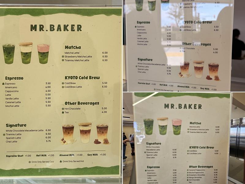 MR.BAKER Menu
