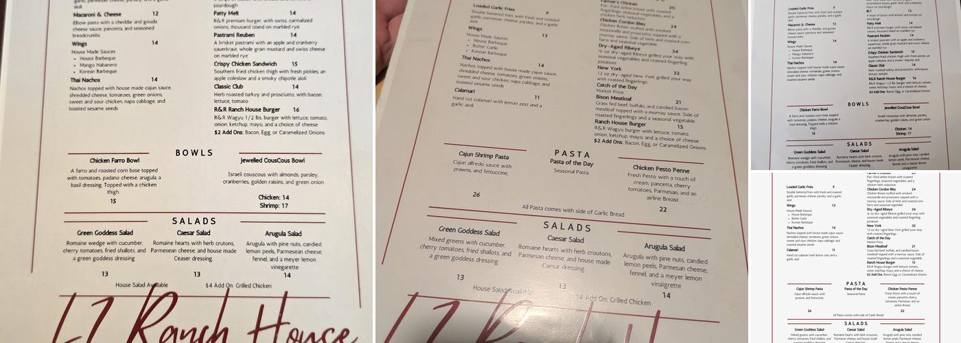 Ranch House Menu