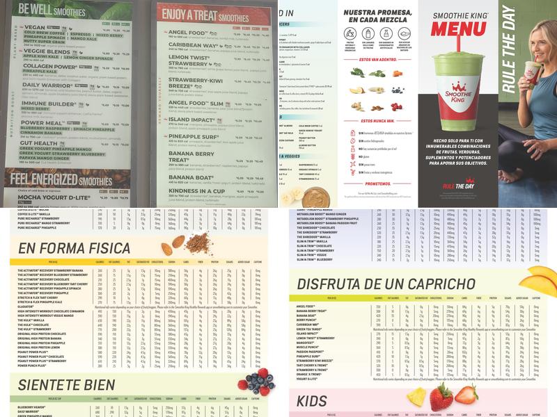 Smoothie King Menu
