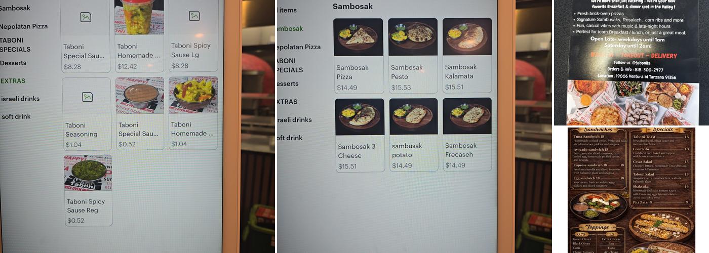 Taboni Menu