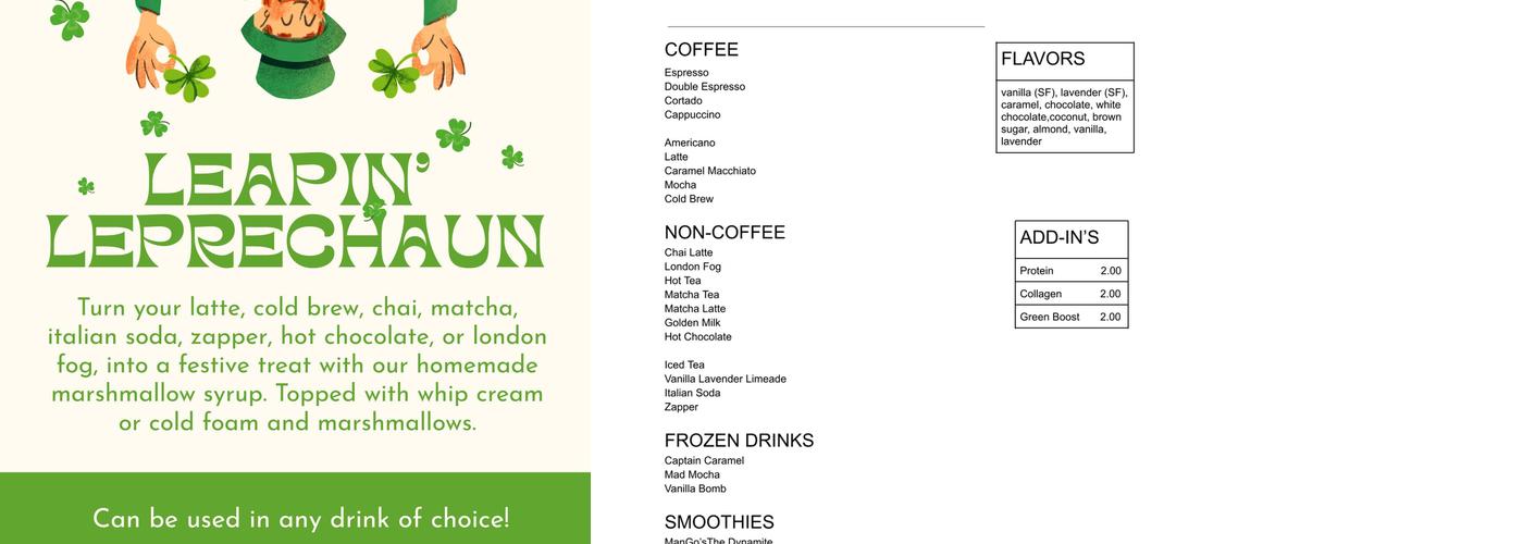 Beans Place Menu