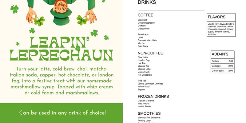 Beans Place Menu