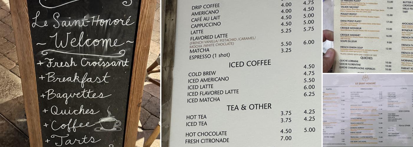 Le Saint Honore Menu