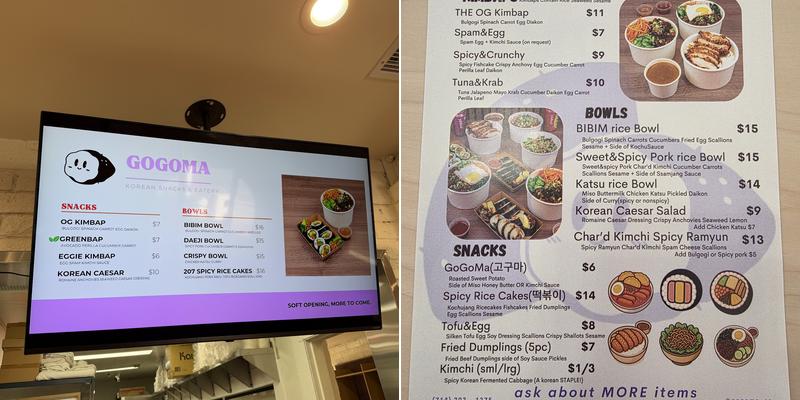 GoGoMa Menu