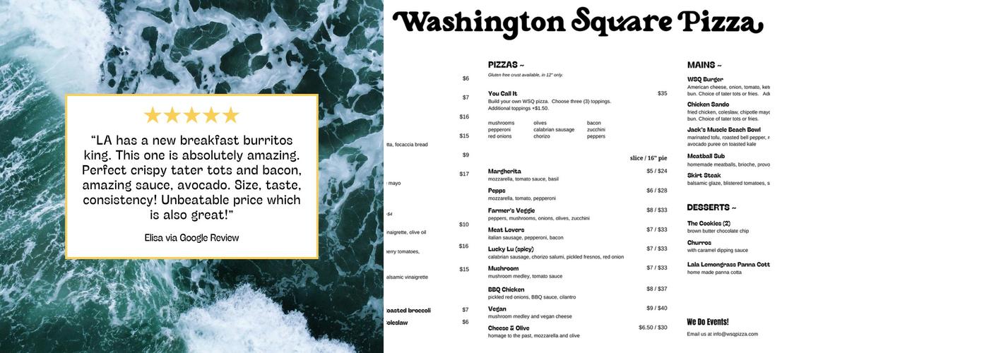 Washington Square Pizza Menu