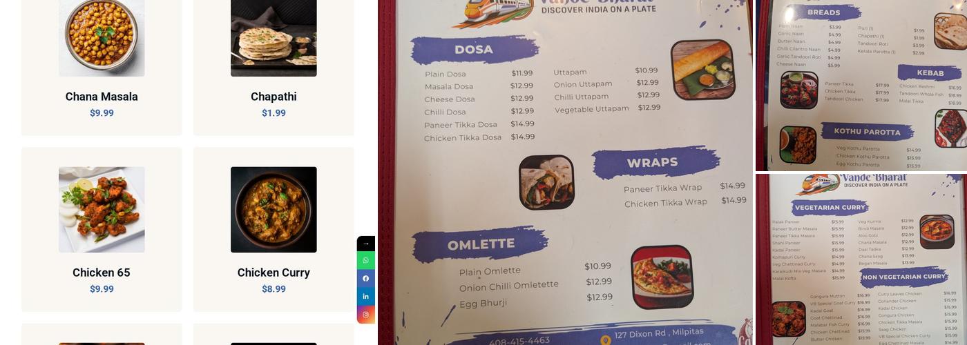 Vande Bharat Menu