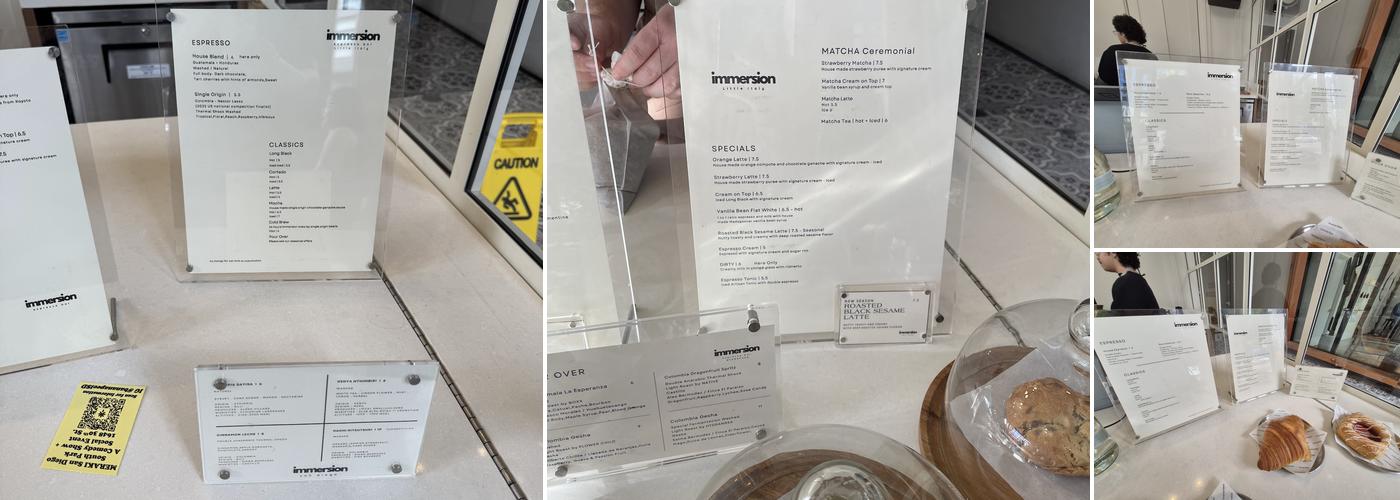 Immersion Coffee Menu