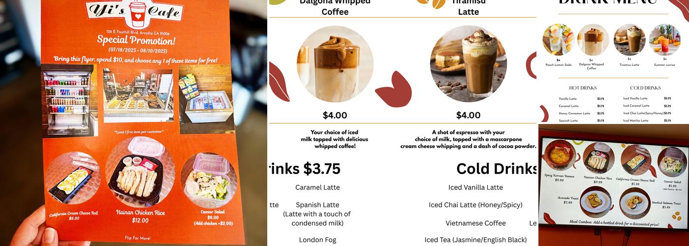 Yi's Cafe Menu