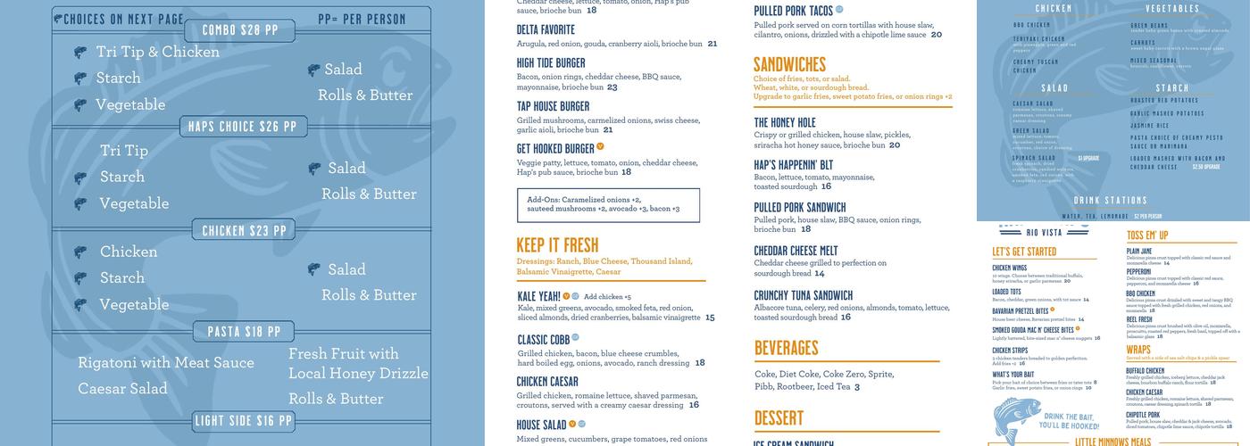 Hap’s Taps Menu