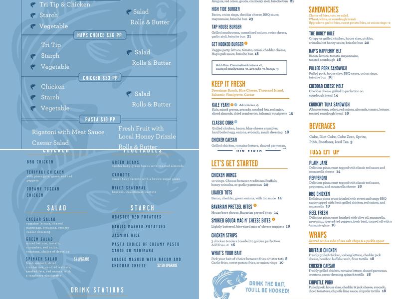 Hap’s Taps Menu
