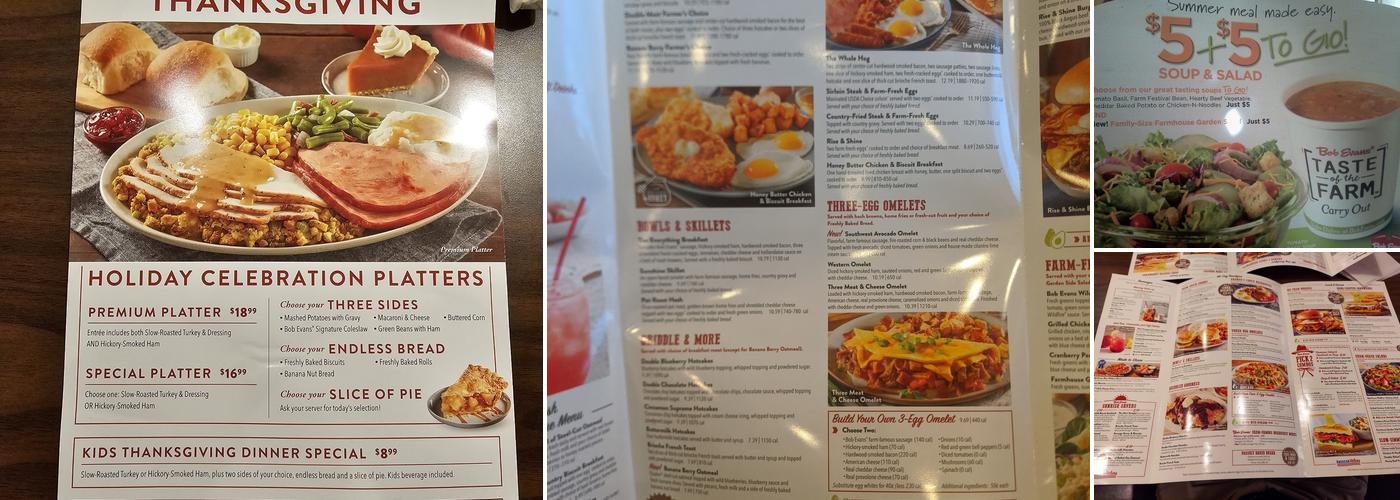 Bob Evans Menu