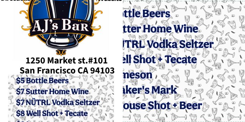 AJ's Bar Menu