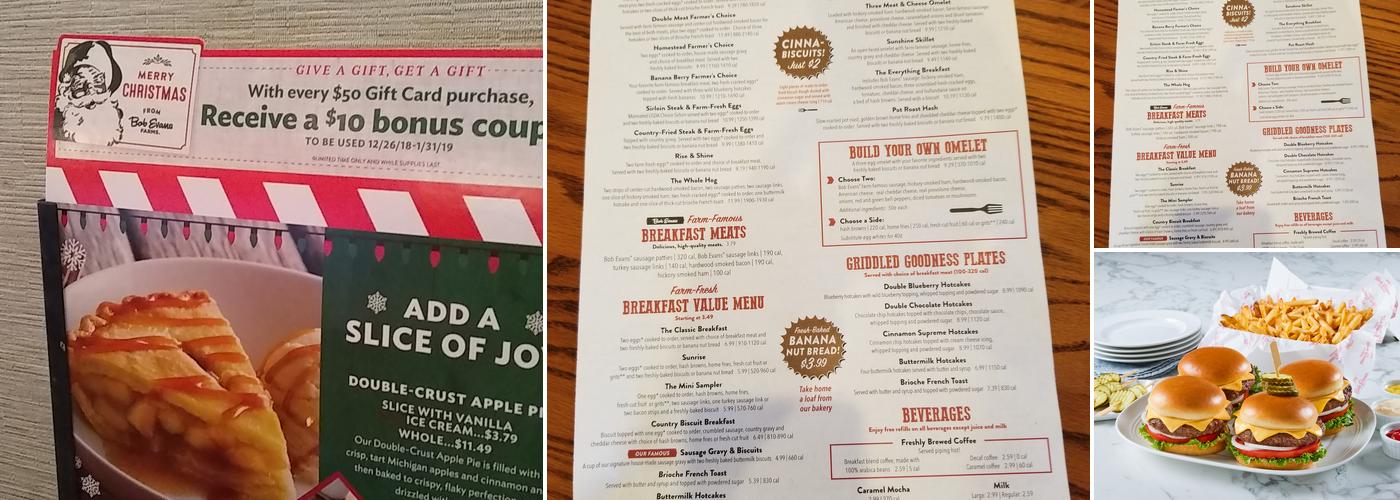Bob Evans Menu