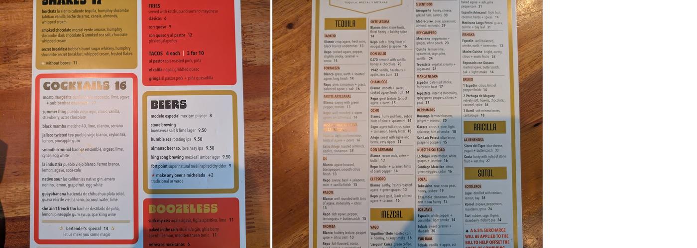 El Burger Menu