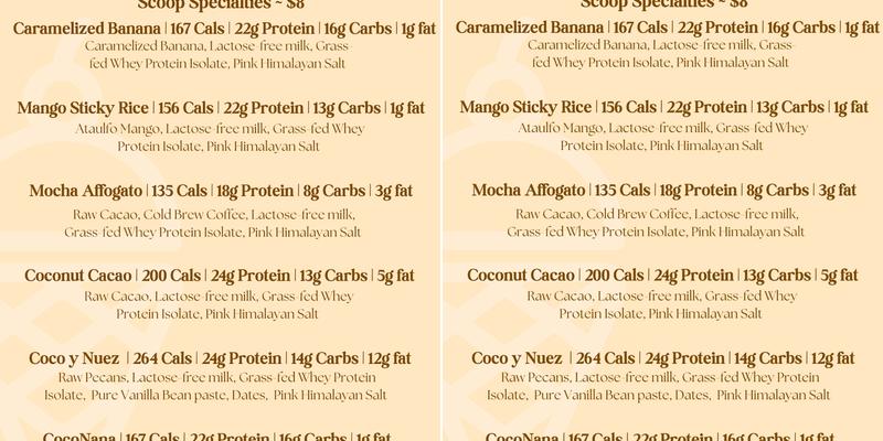 Nu Scoops Menu
