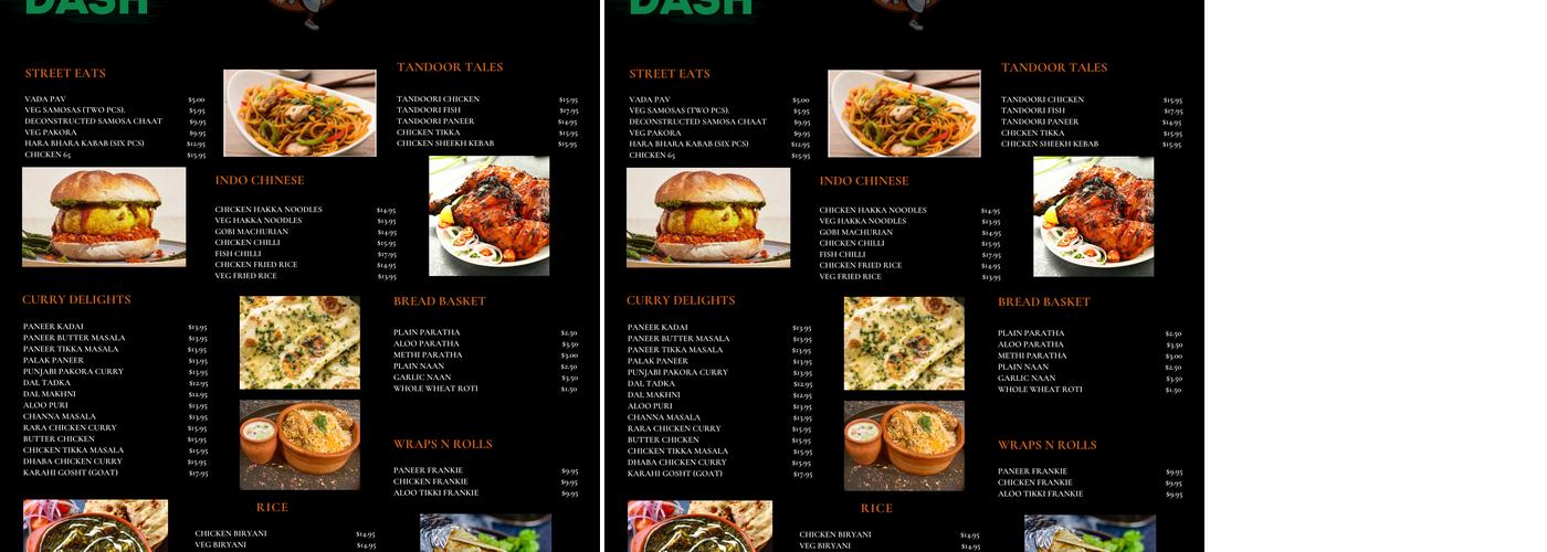 Desi Dish Dash Menu