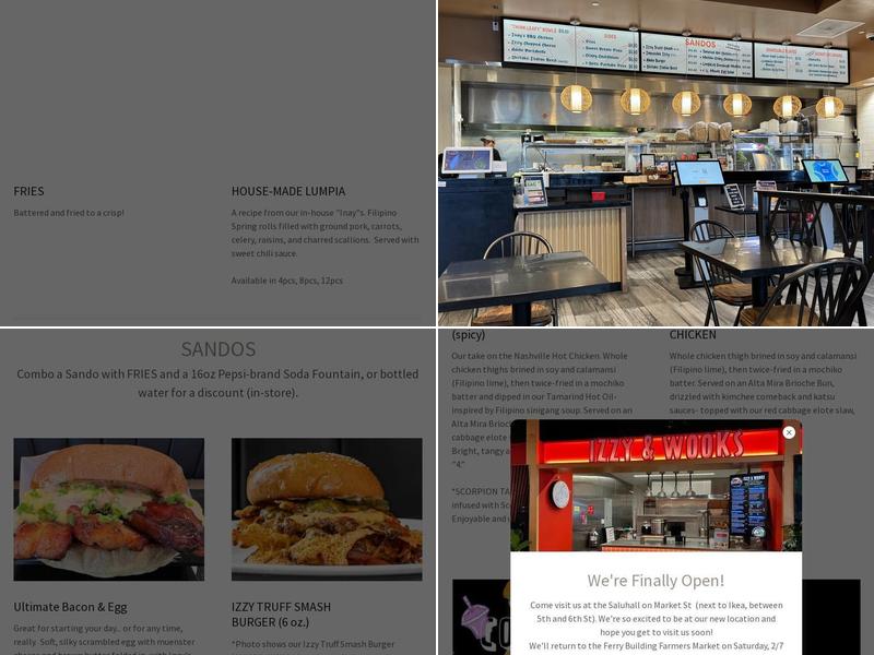 Izzy & Wooks Menu