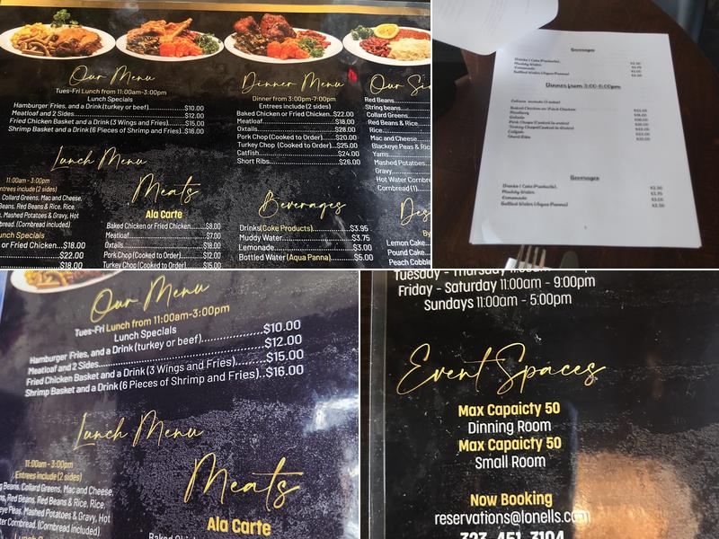 Lonells Menu