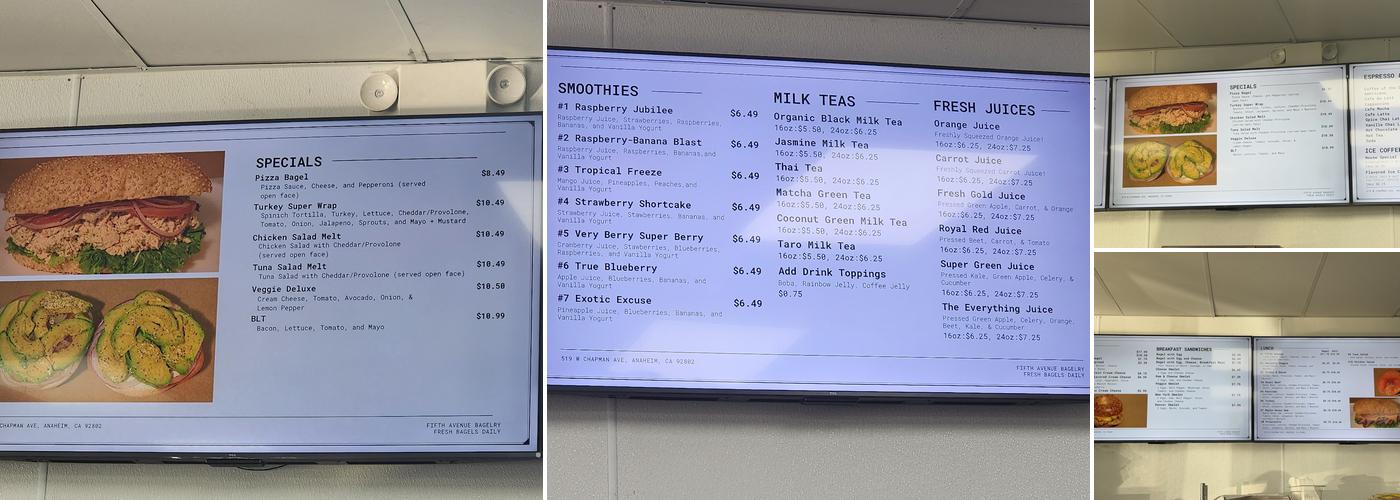 5th Ave Bagelry Menu