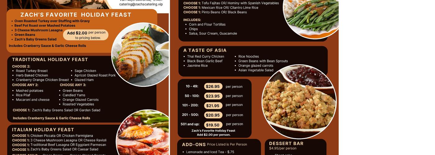 Zachs Catering Menu