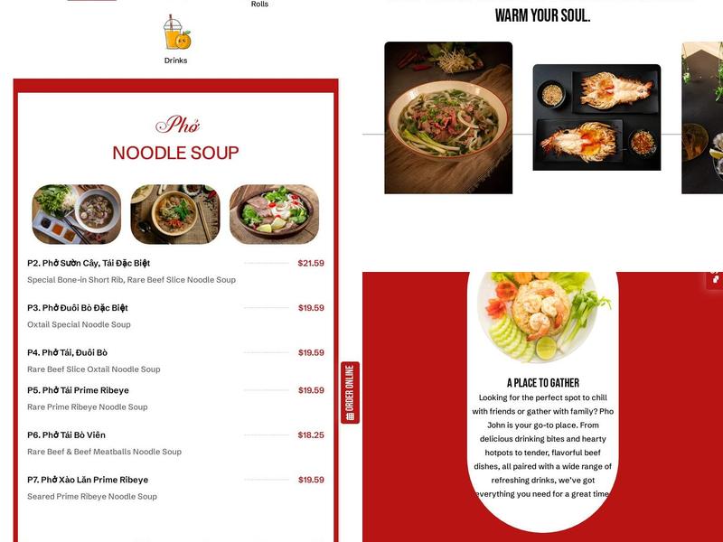 Pho John Menu