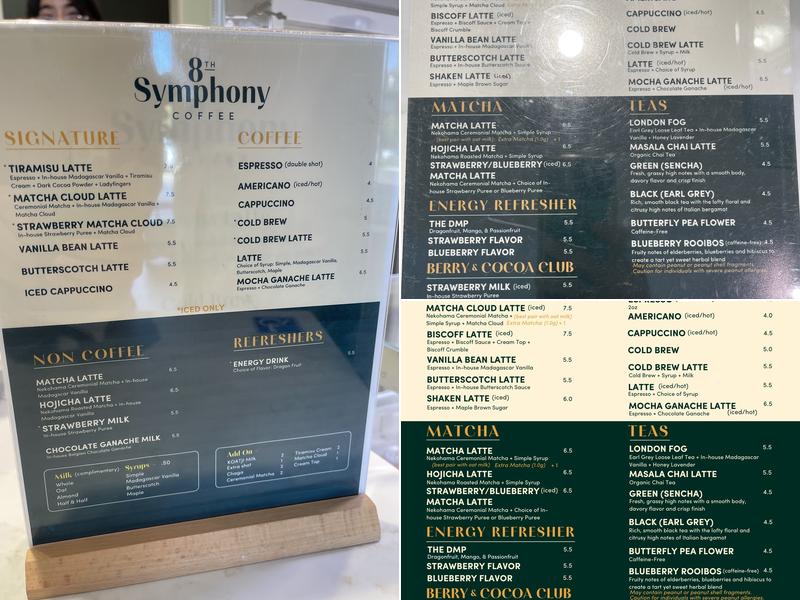 8th Symphony Coffee Menu