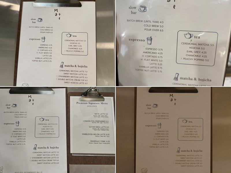 Mate Coffee Bar Menu