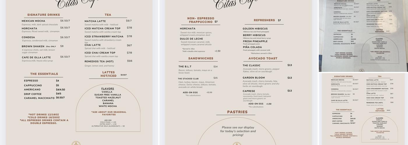 Citas Café Menu