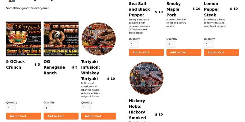Bubba's Jerky Menu