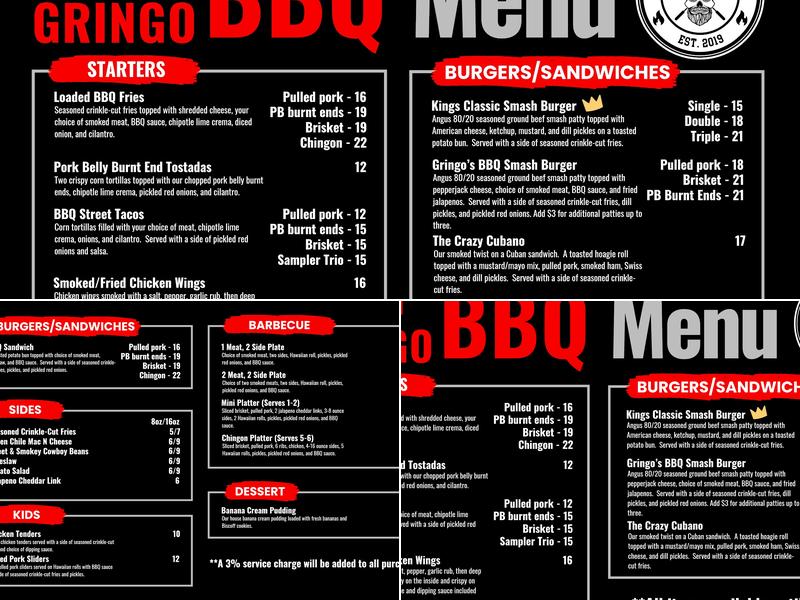 Crazy Gringo BBQ Menu