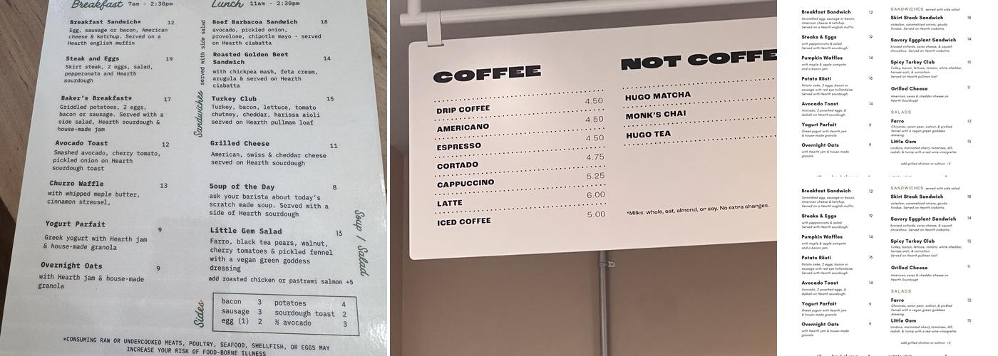 Hearth Bakery & Cafe Menu