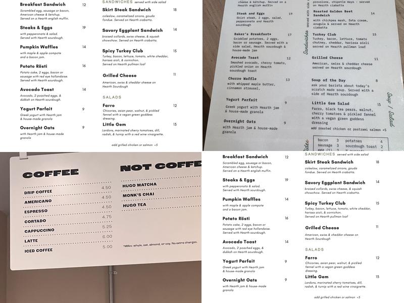 Hearth Bakery & Cafe Menu