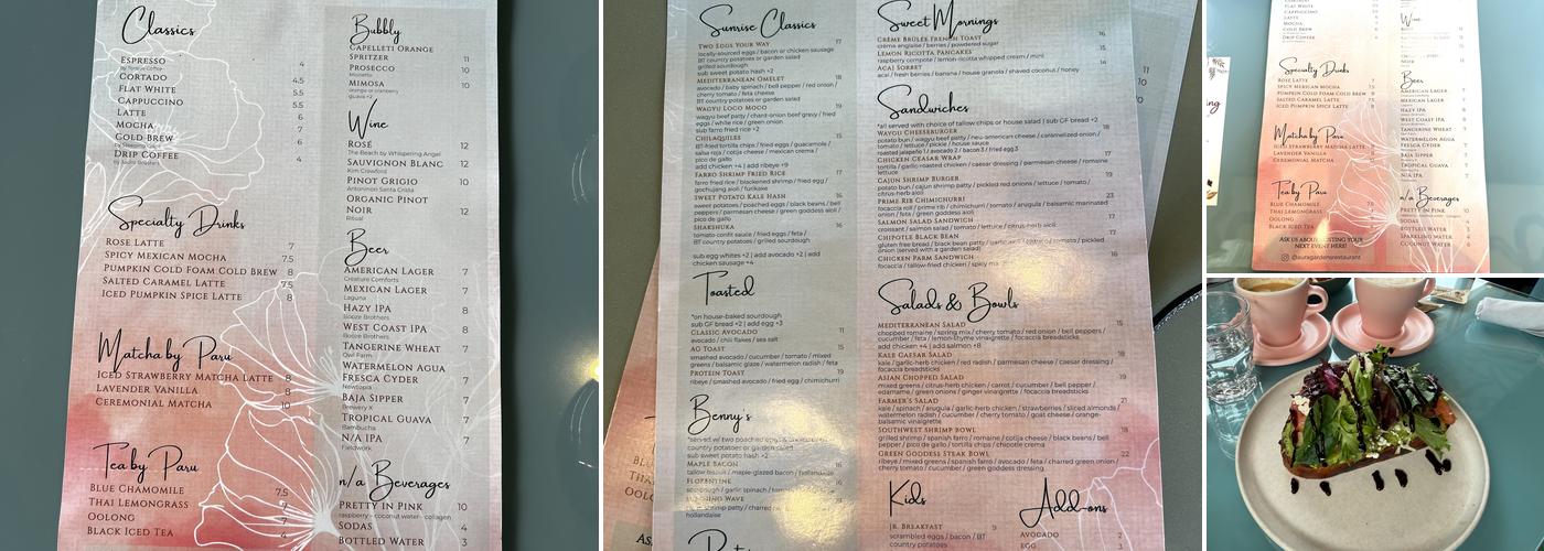 Aura Gardens Menu