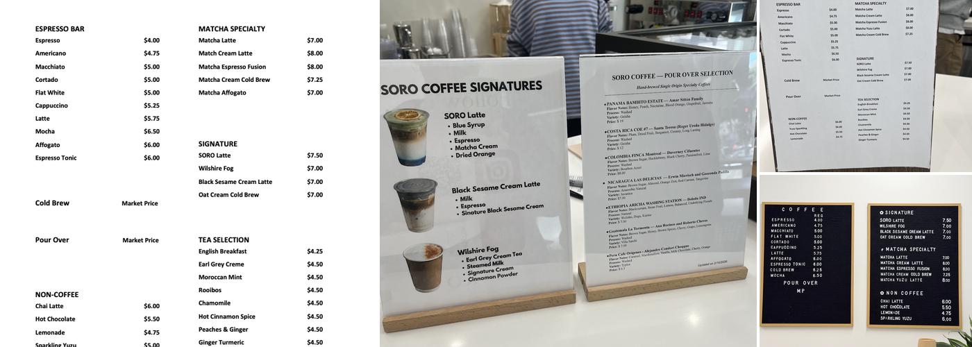 SORO Coffee Menu