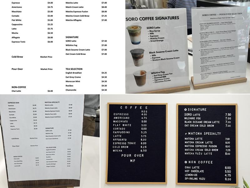 SORO Coffee Menu