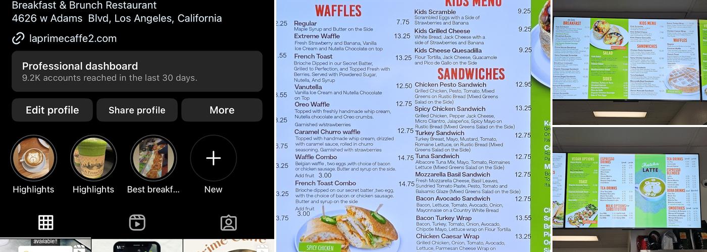 LA Prime Caffe # 2 Menu