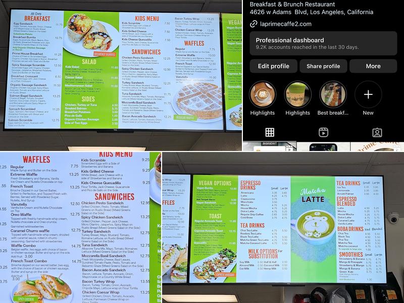 LA Prime Caffe # 2 Menu