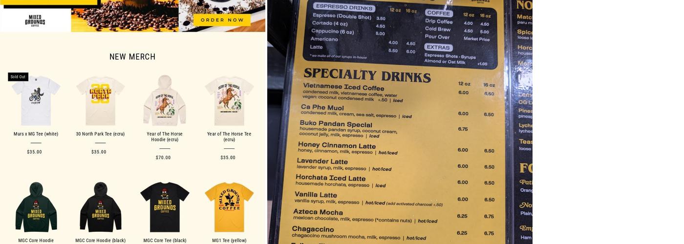 Mixed Grounds Coffee Menu