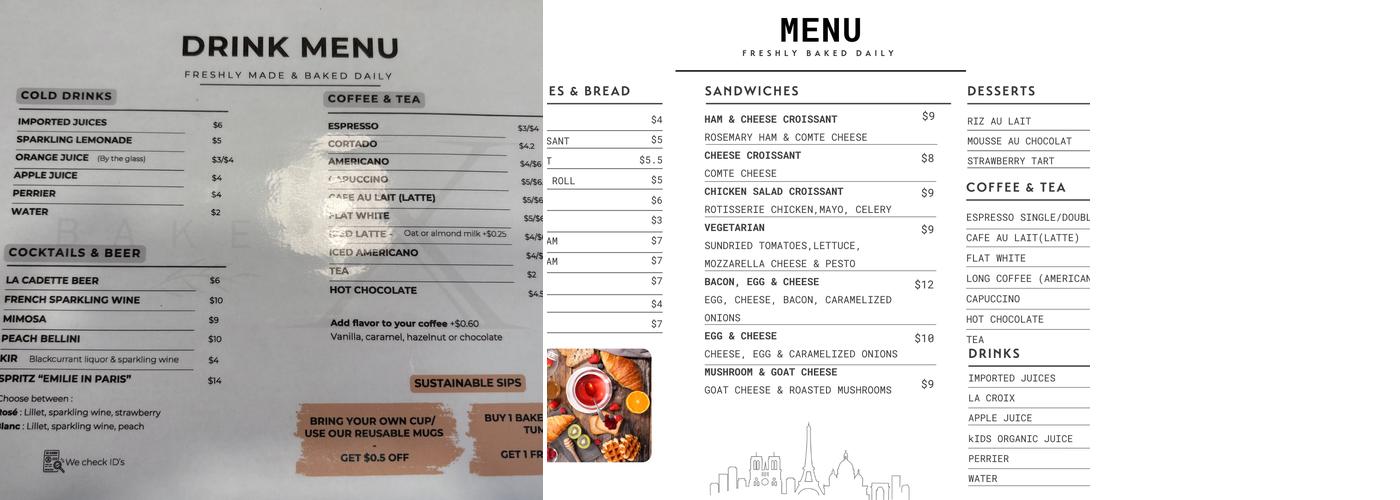 Bakery-X Menu