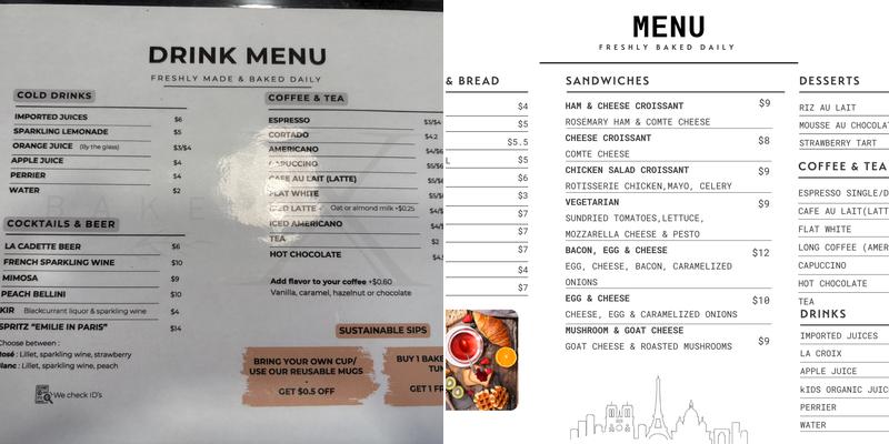 Bakery-X Menu