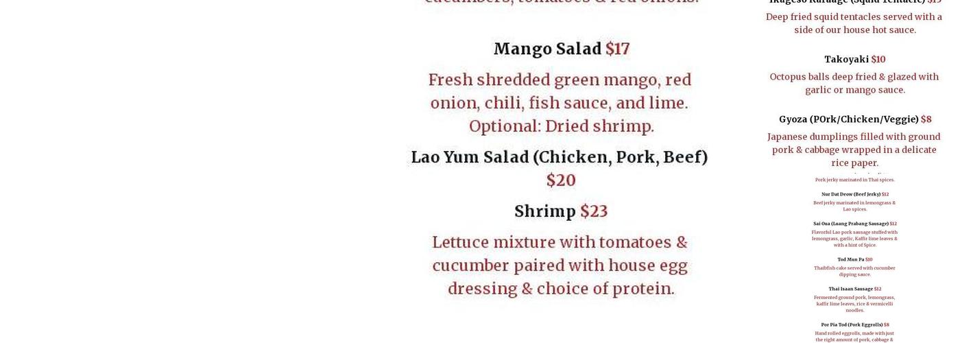 Na Nah Thong Menu