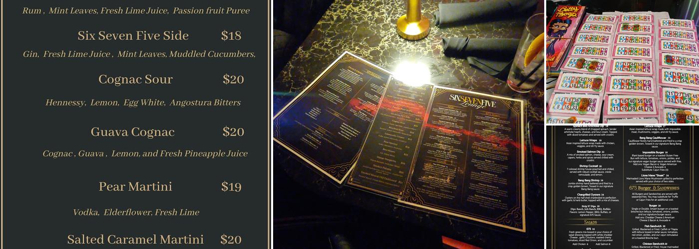 Six Seven Five Lounge Menu