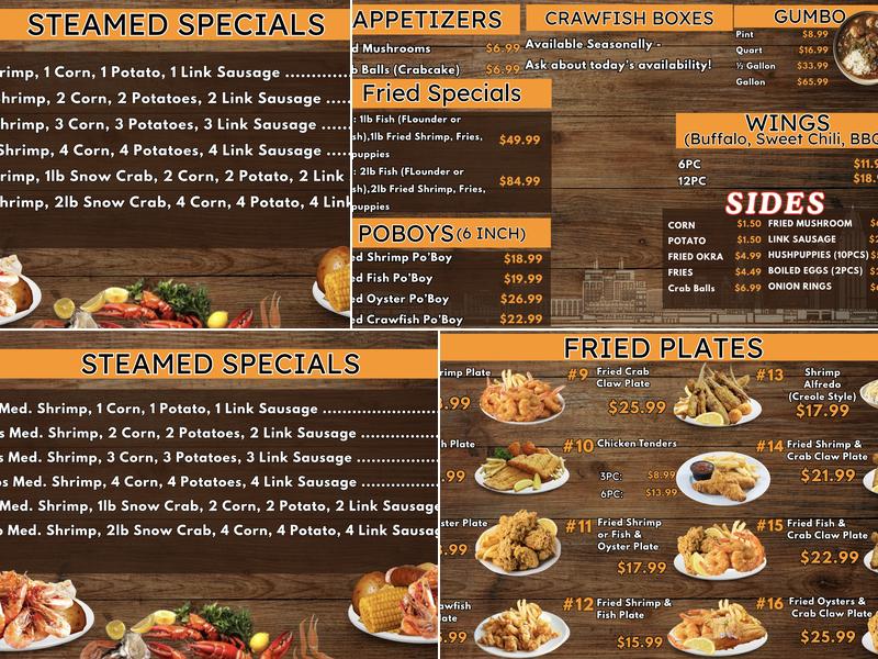 Mudbugs Express Menu