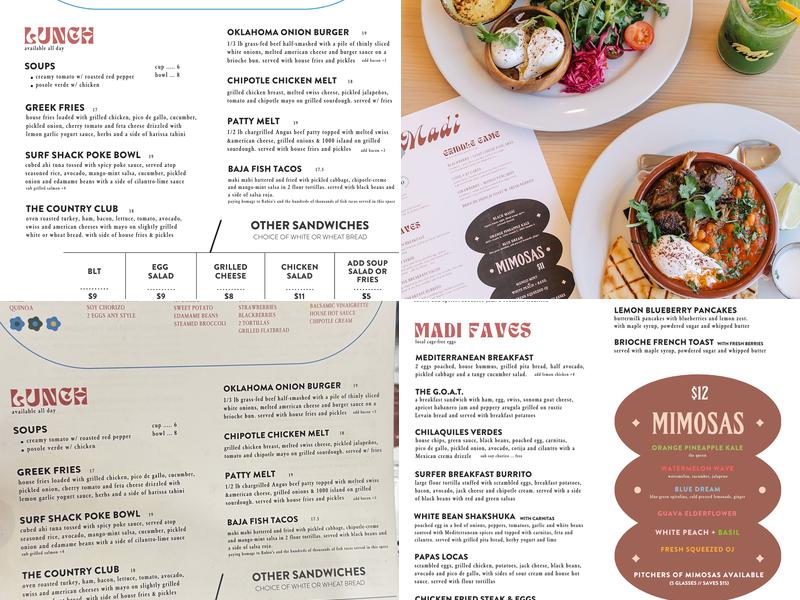 Madi Pacific Beach Menu