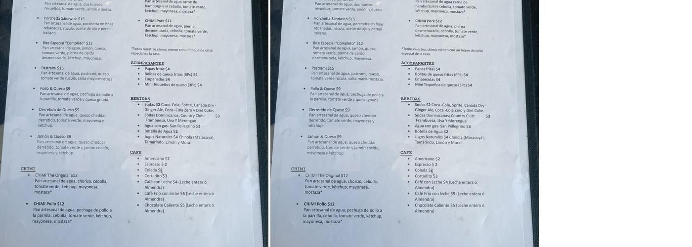 Bite Sandwich Menu