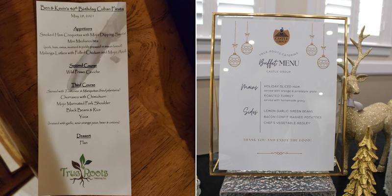 True Roots Catering Menu