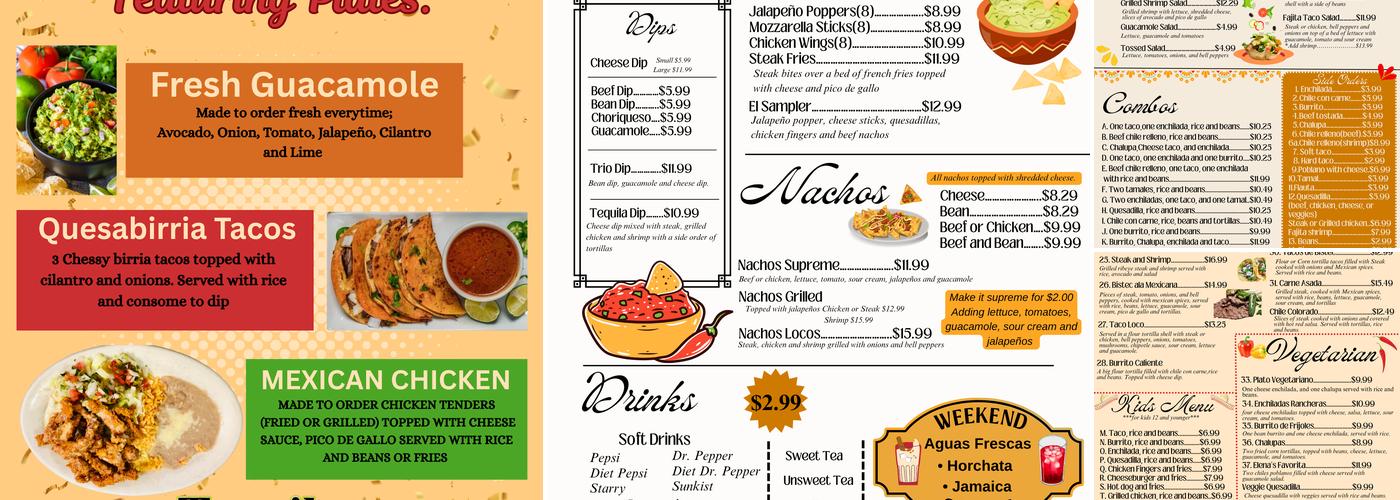 Tequila Mexican Grill Menu