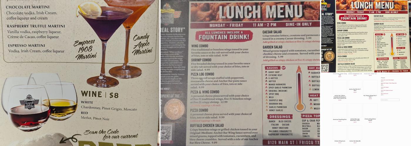 Anchor Bar Menu