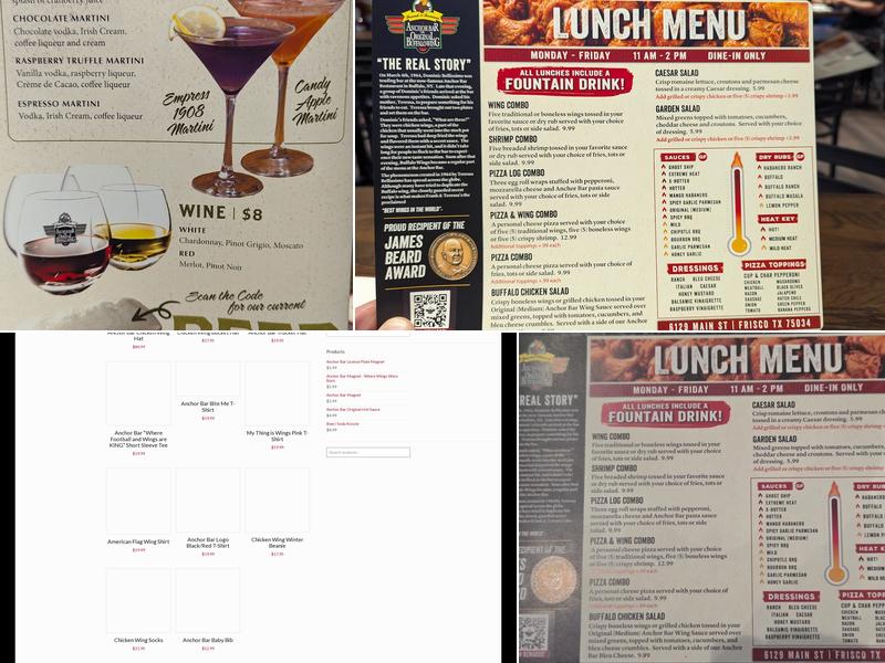 Anchor Bar Menu